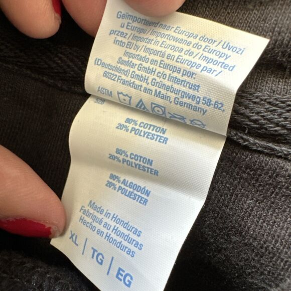 Solid Front, with "Karma 87" on The Back Mens Sweater Hoodie Sz XL Hooded Black - Picture 5 of 7